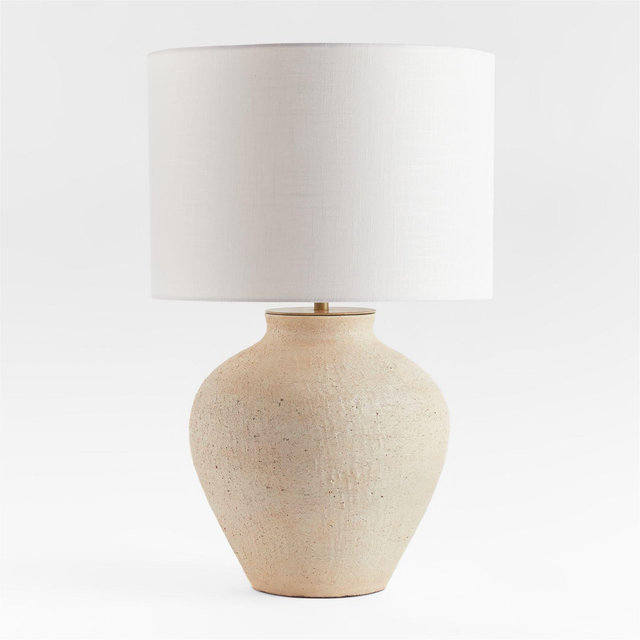 Corfu Cream Table Lamp with Linen Drum Shade