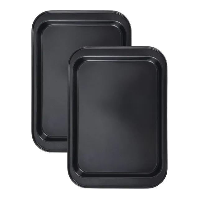 REGALWOVEN Carbon Steel Nonstick Scratch-Resistant Durable Baking Sheet 2pcs Black 12.4*8.7*1in