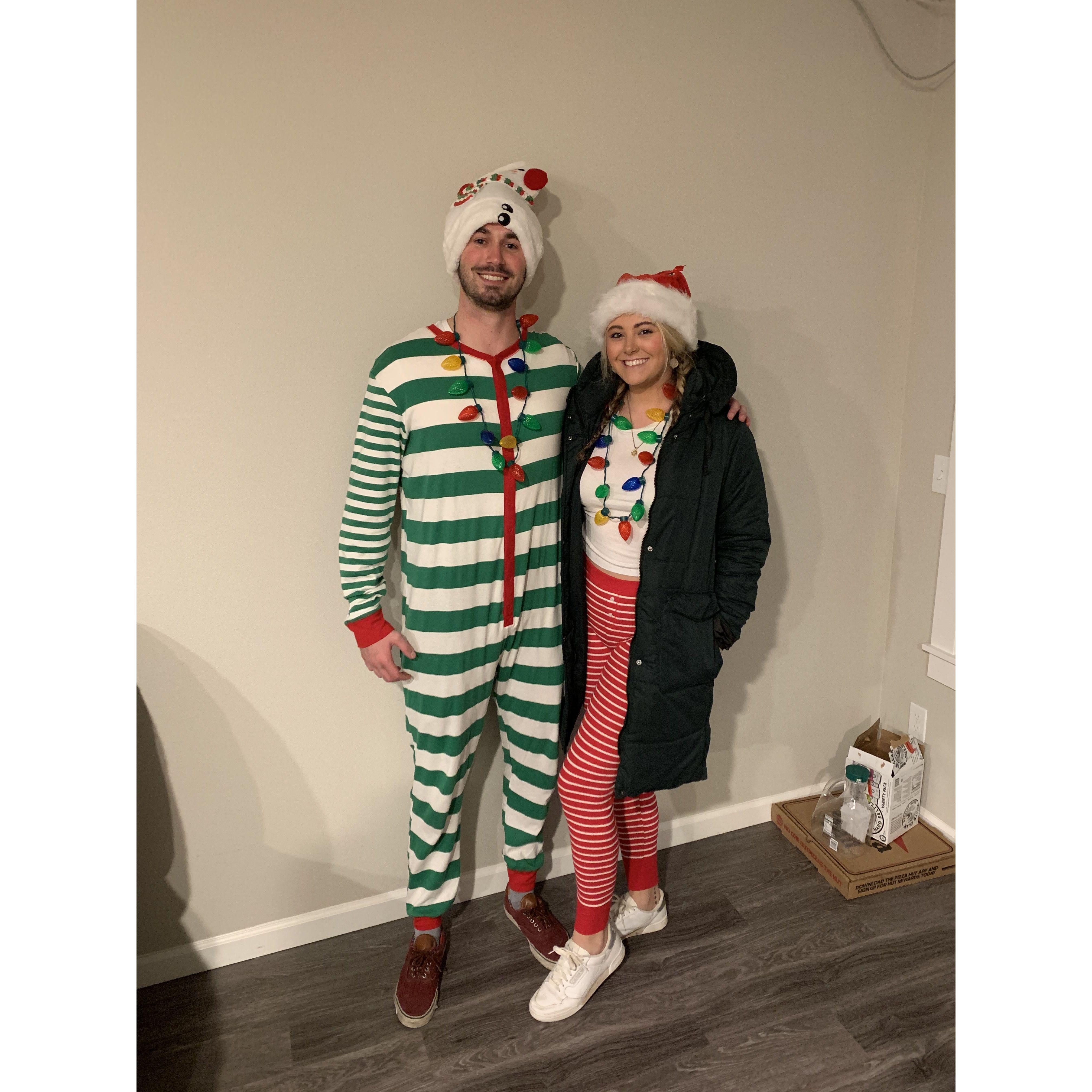 Our first picture together! Going out for SantaCon in Portland
