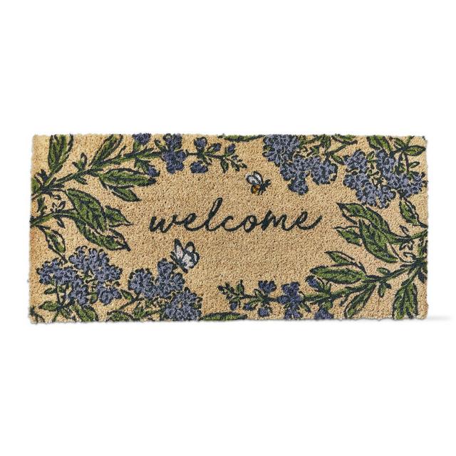tagltd Sage Herb Garden Estate Welcome Green Blue 40" Coir Outdoor Door Mat Rug