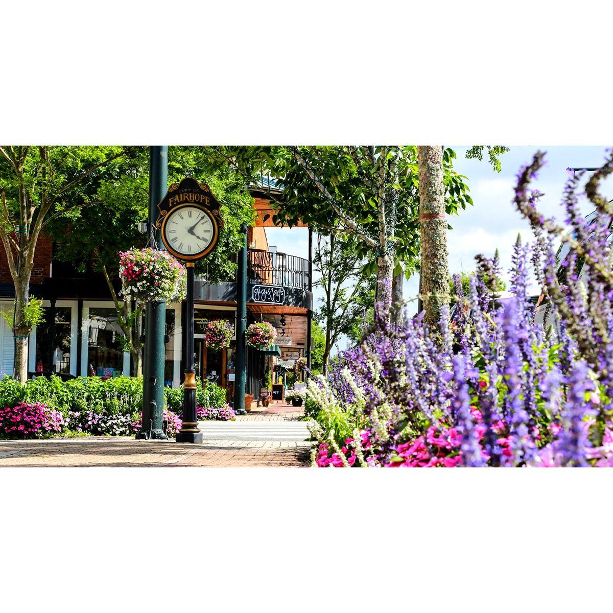 The famous Fairhope clock, located downtown is much photographed.