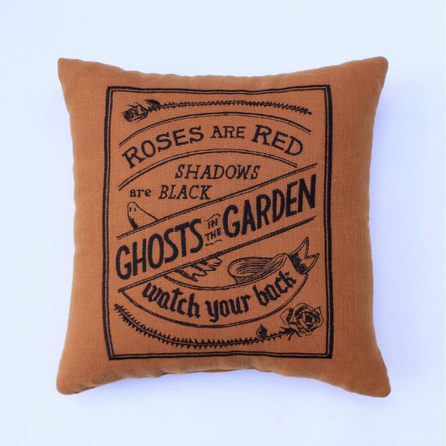 Embroidered Ghosts in the Garden Square Throw Pillow Orange/Black - Threshold™