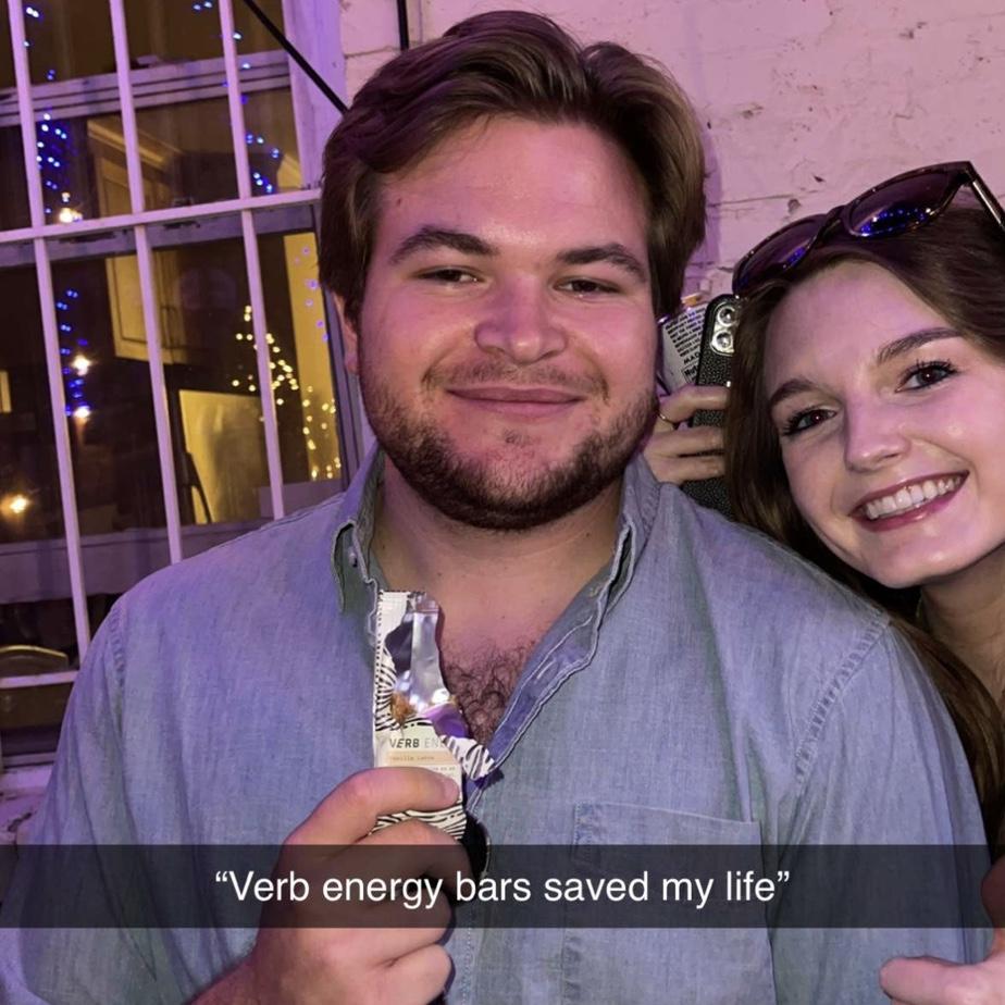 Our first picture, April 2021! Verb energy bars… if you know you know!