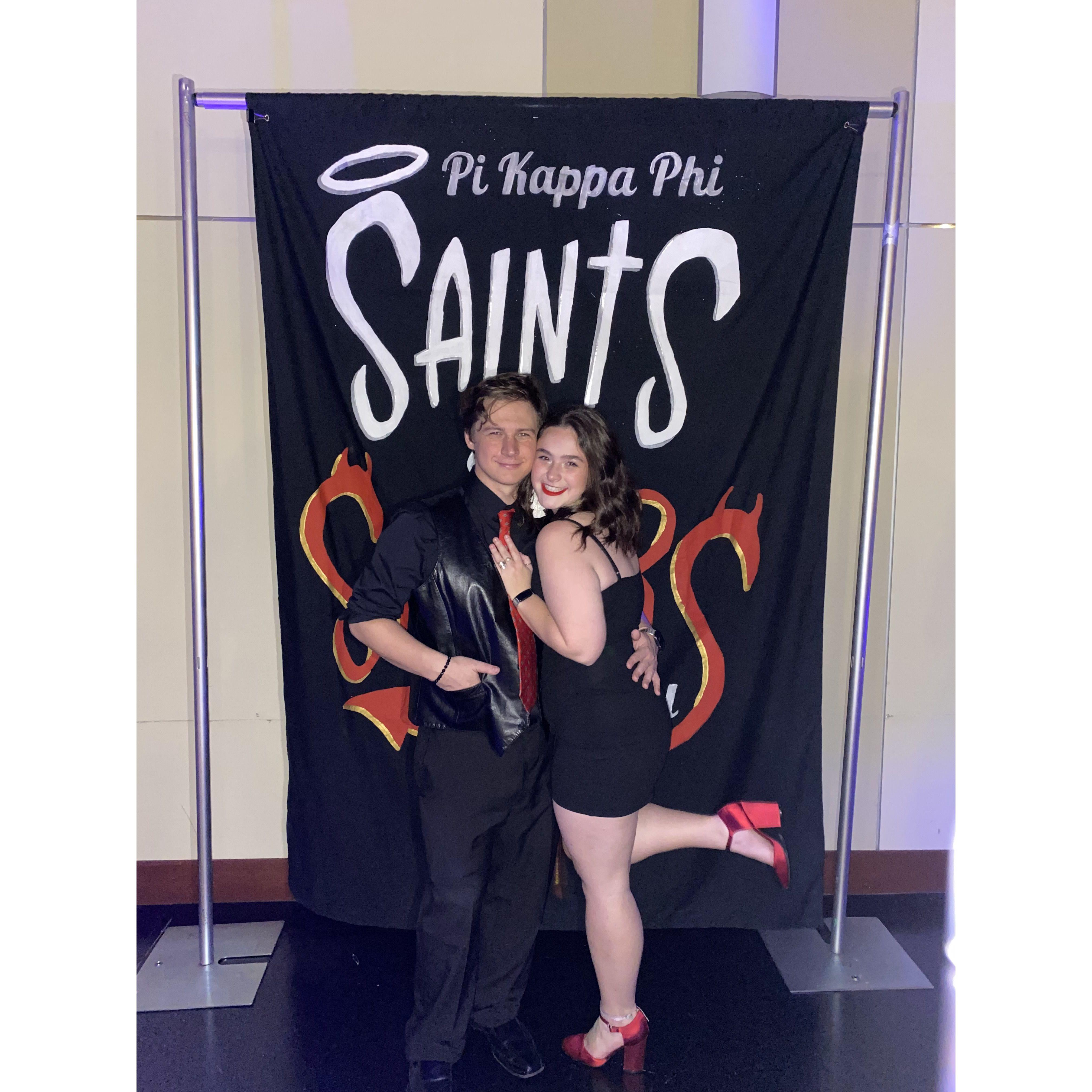 They went as each other's dates to many sorority and fraternity events. One of their many first(ish) dates to a fraternity formal.