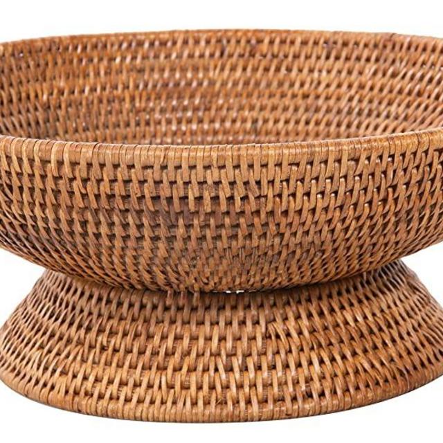 Kouboo La Jolla Rattan Fruit Bowl, Large, Honey-Brown