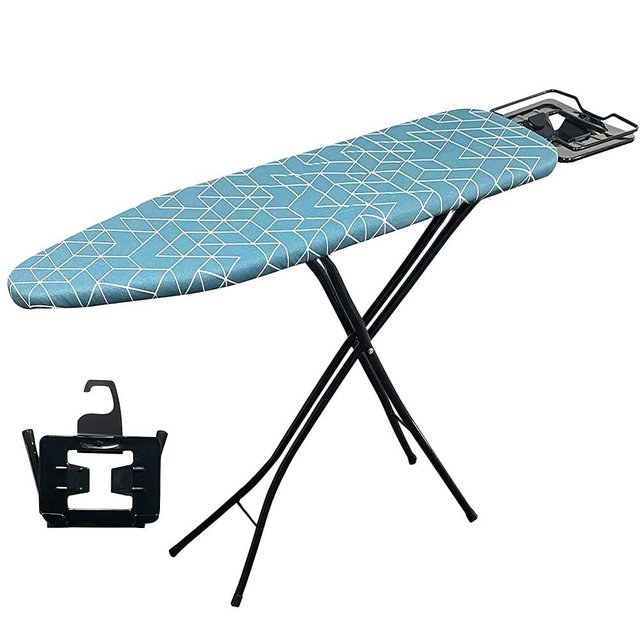 Auzin Ironing Board with Smart Hanger, Height Adjustable, Space Saving Iron Board with 4 Layers Pad, Ironing Board Cover, Premium Steel Legs & Easy Storage for Compact Living Spaces
