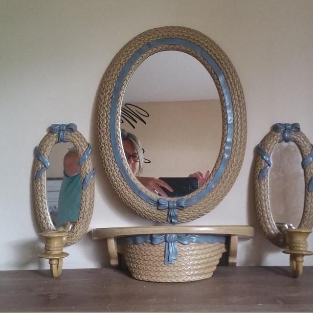 Burwood Wall set - Includes 2 Candle Sconces, 1 Shelf, 1 Mirror and 1 Hat