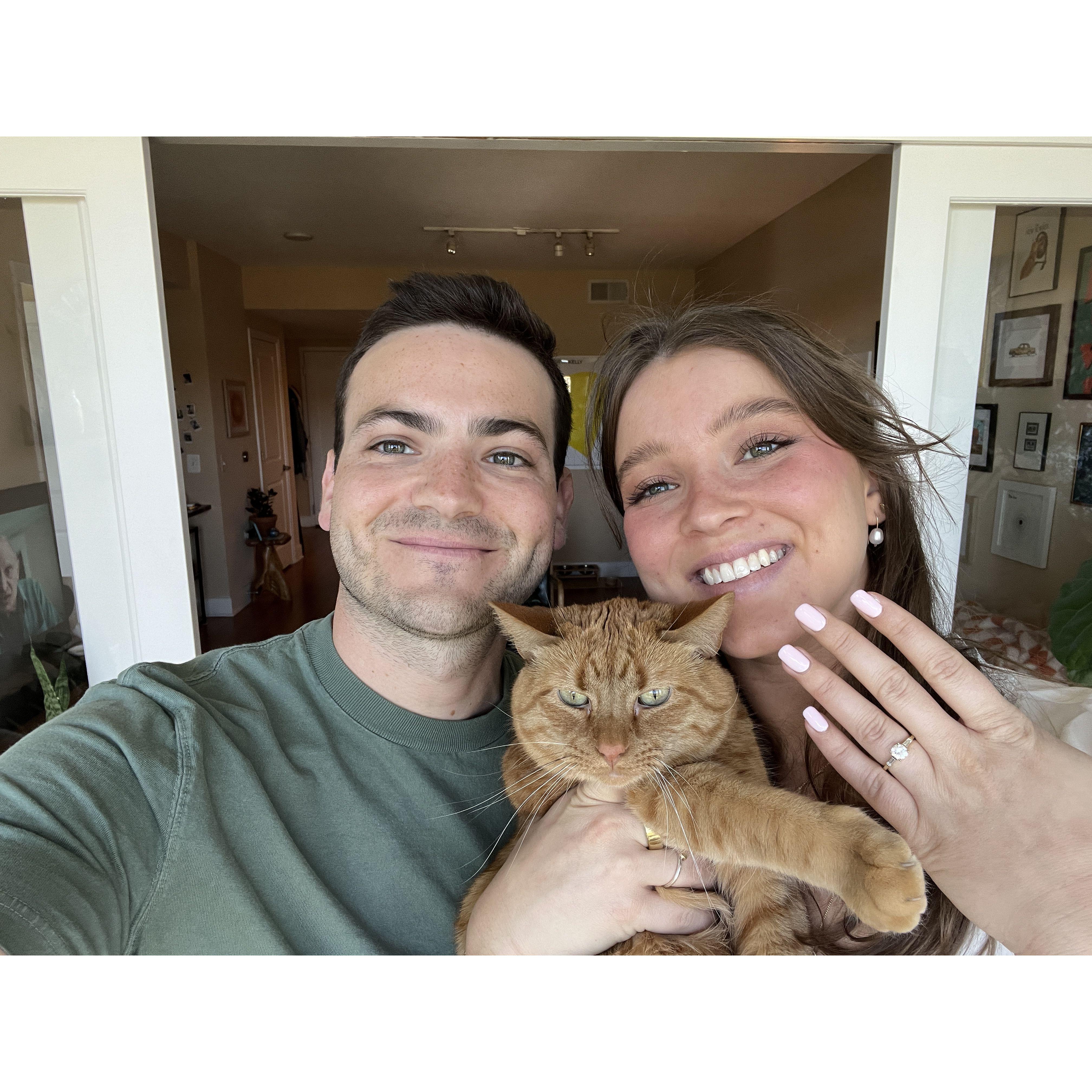 Nicole, Will & Cleo after the proposal!