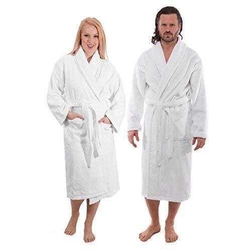 Classic Turkish Towels Luxury Shawl Terry Bathrobe - Hotel and Spa Robe Made with 100% Turkish Cotton (Unisex, Large)