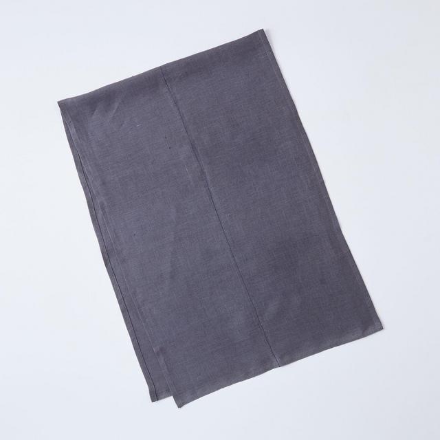 Grey Linen Table Runner with Center Stitch