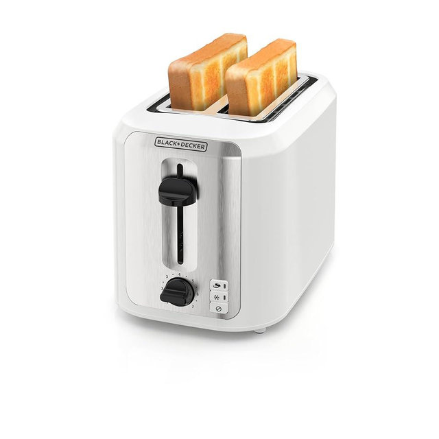 BLACK+DECKER 2-Slice Toaster, Extra-Wide Slots, 7 Shade Settings, Bagel & Frozen Functions, Removable Crumb Tray, Baked Stone Off-White