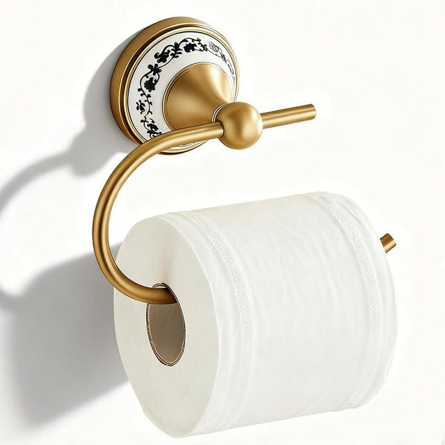 Toilet Paper Holder, NEWRAIN Antique Brass Bathroom Toilet Paper Roll Holder, Wall Mounted RV Tissue Roll Holder, Vintage Farmhouse Toilet Paper Dispenser