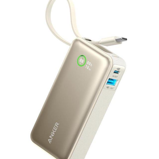 Anker Nano Power Bank, 10,000mAh Portable Charger with Built-in USB-C Cable, 30W Recharging, 30W Max Output with 1 USB-C, 1 USB-A, for iPhone 16/15 Series, MacBook, Galaxy, AirPods, and More