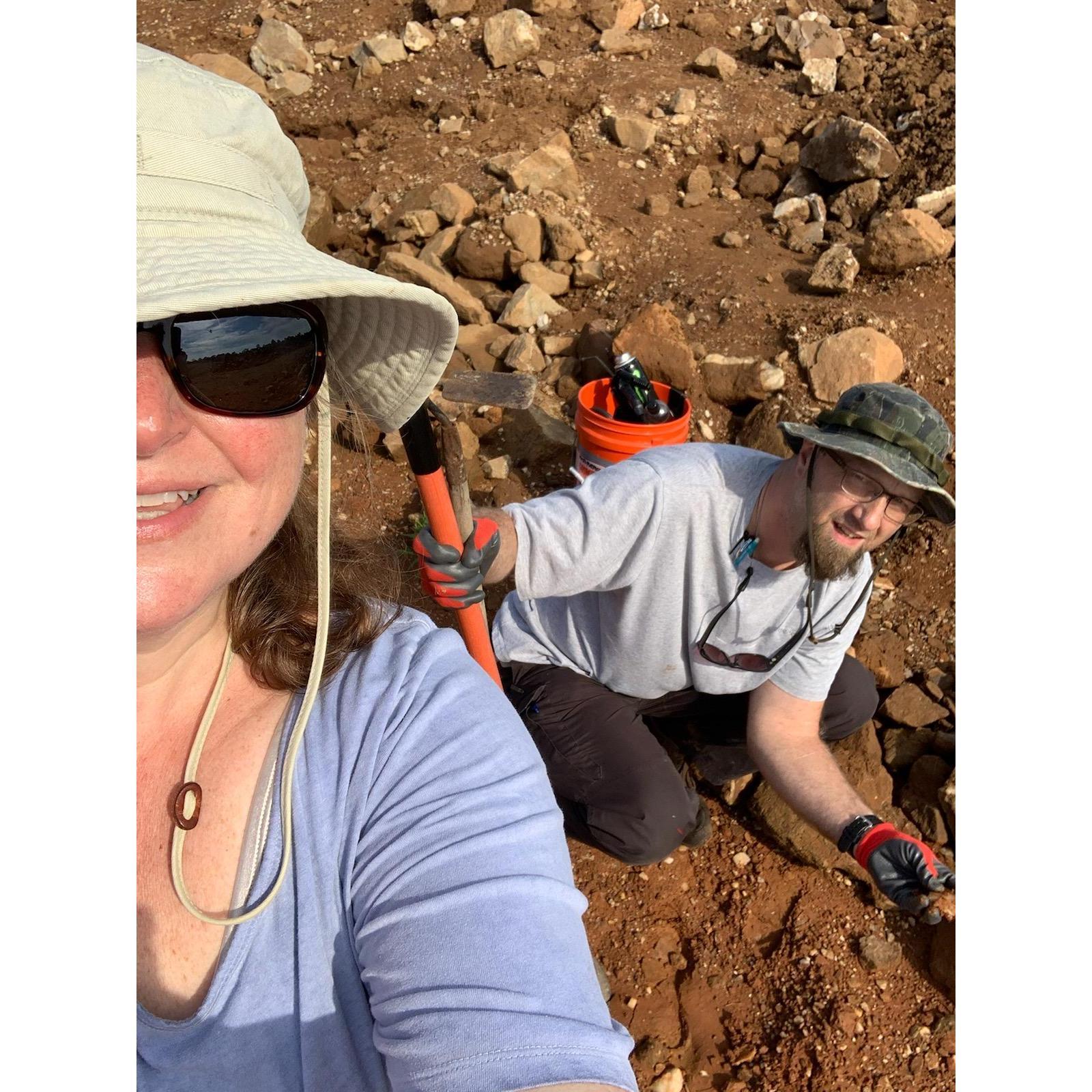 Mining for quartz crystals! Fun but oh so dirty!