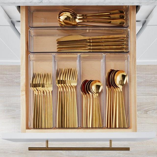 The Home Edit 6 Piece Kitchen Drawer Edit, Clear Plastic Storage System