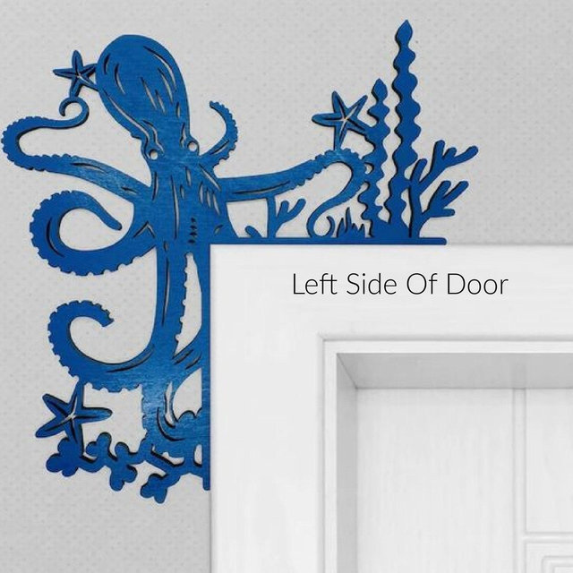 Octopus Door or Window Trim, Under The Sea Wood Frame Sitter, Magical Wall Decor, Party Decorations, Baby Nursery Birthday Gift