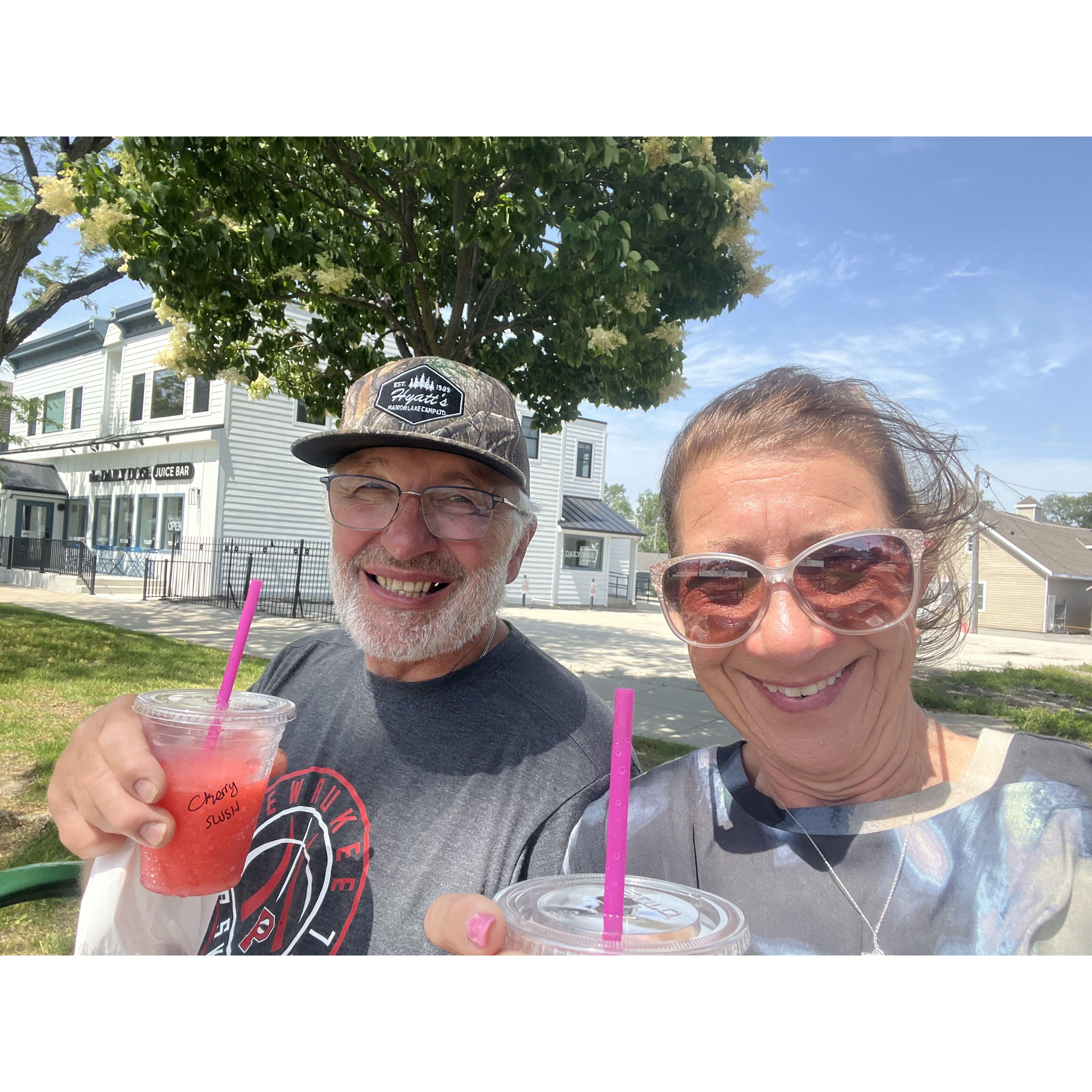 Refreshments after an afternoon walk.