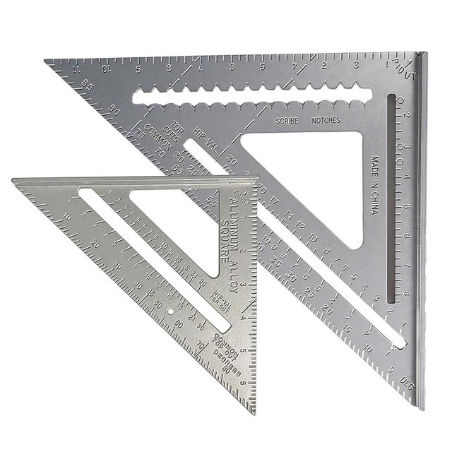 Aluminum Rafter Square Set – 7 Inch & 12 Inch Precision Carpenter Square with Double-Sided -Engraved Scales, Multi-Function Woodworking Tool for Roofing, Framing, Angle Marking & Layout