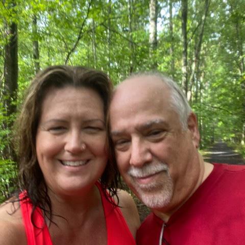 Our first DATE! We went for a walk on the rail trail and then the heavens opened up and it rained and cooled us off. Such fun.