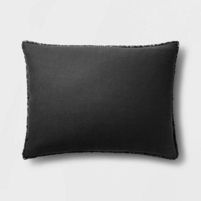 King Euro Heavyweight Linen Blend Throw Pillow Washed Black - Casaluna™