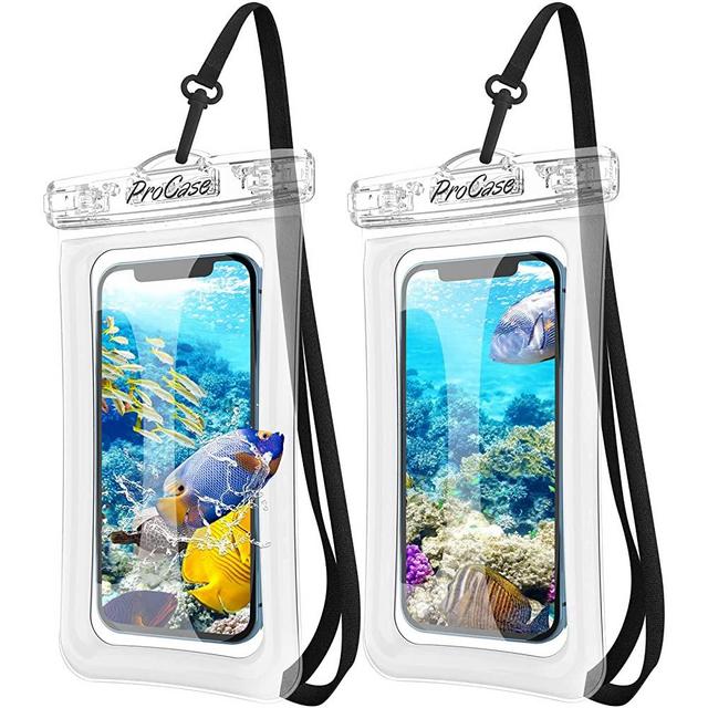ProCase Floating Waterproof Phone Holder Pouch, Universal Float Underwater Dry Bag Case Compatible with iPhone 13 12 11 Pro Max XS XR X 8 7 6S, Galaxy S21 S20 S10 Pixel Up to 7.0" -2 Pack, Clear