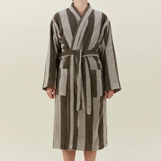 Simple Striped Terry Bathrobe