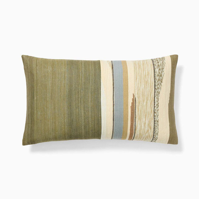 Mixed Woven Landscape Pillow Cover, 12x21, Cedar