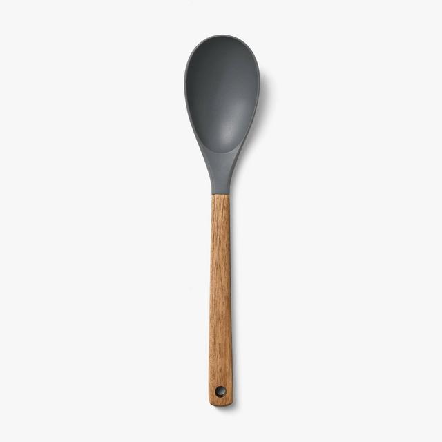 Acacia Wood/Nylon Solid Kitchen Spoon Gray - Figmint™: BPA-Free Mixing & Serving Tool, Hand Wash, 12.99" Length