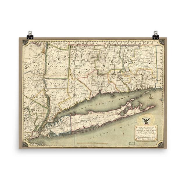 Long Island, Connecticut Map (1814) Old...
