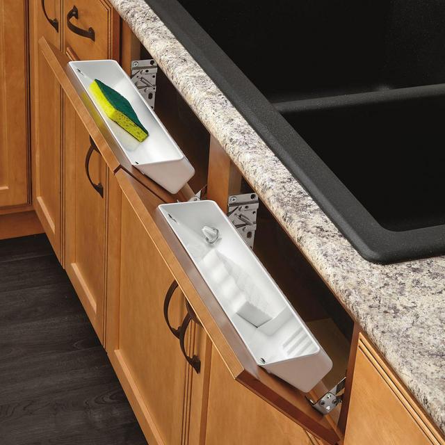 Rev-A-Shelf - 6572-14-11-52 - 14 in. White Polymer Tip Out Sink Front Trays and Hinges