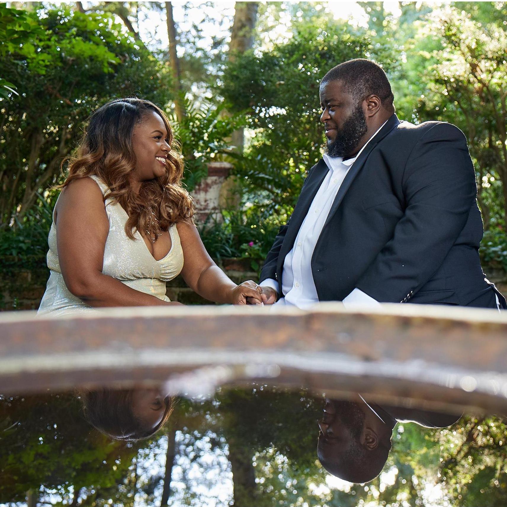 Mike proposed in a secret garden under moonlight