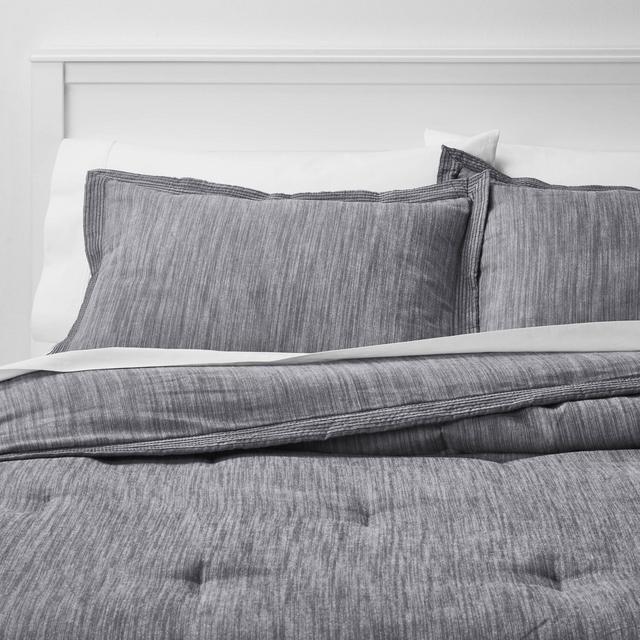 Full/Queen Family Friendly Comforter & Sham Set Gray Chambray - Threshold™