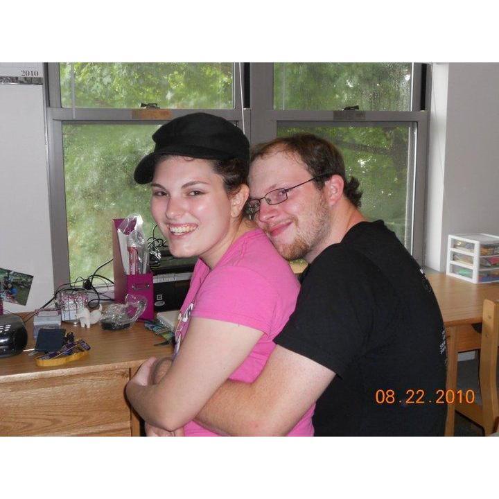 Amy wearing Adams hat after he helped move her into college.