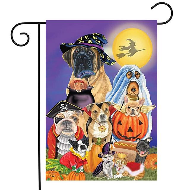 Briarwood Lane Trick or Treat Dogs Halloween Garden Flag Cats Jack O'Lantern 12.5" x 18"