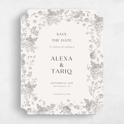 Beige Ticket Wedding Save the Date - Kerenza Portrait