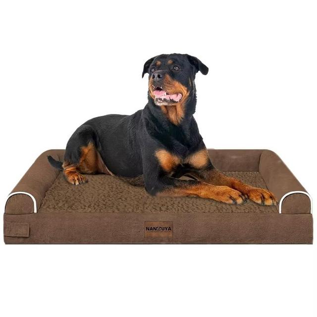 Large Dog Bed Orthopedic Washable: Beds Bolster XXL Bed Big XLarge Dogs Egg Crate Foam Sofa Couch Waterproof Removable Cover - Dark Coffee