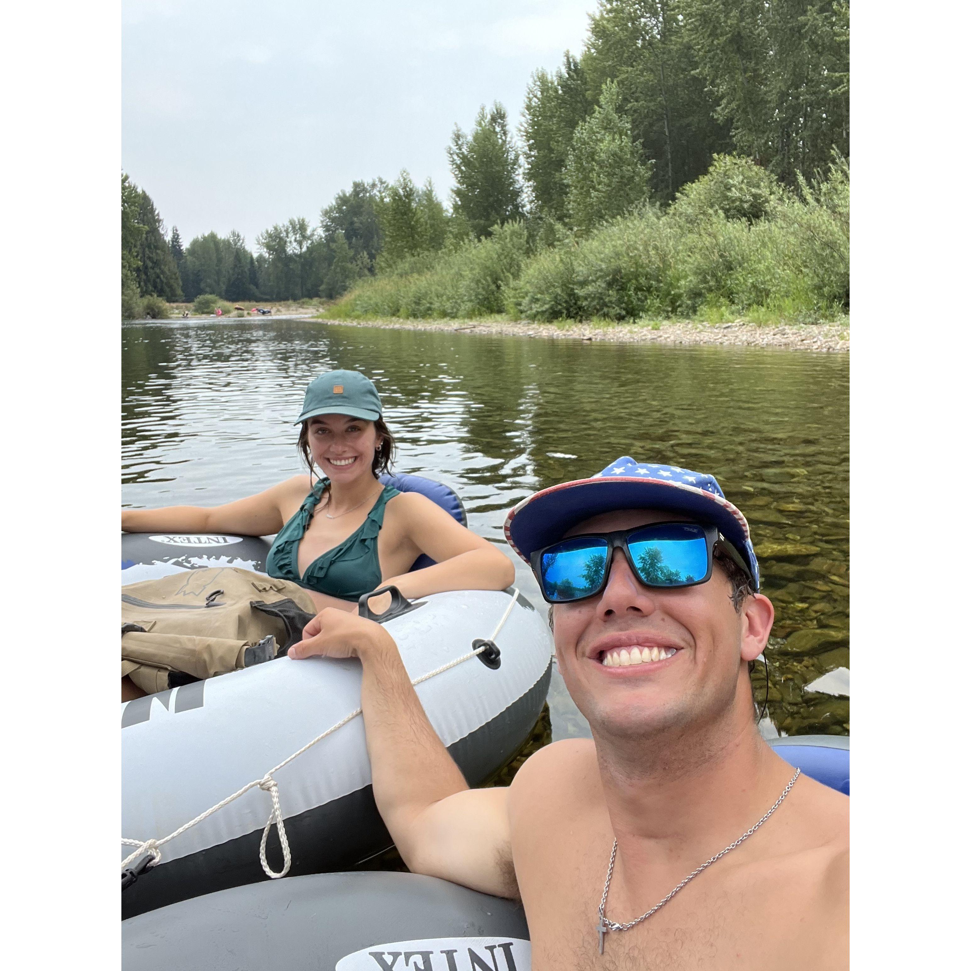 Floating the CDA river with their young adults group.