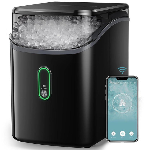 Silonn Nugget Ice Maker Countertop, WiFi Pebble Ice Machine with Soft Chewable Ice, Timer Function and Status Alerts with Silonn App, 33lbs/24H for Home, Kitchen, Office