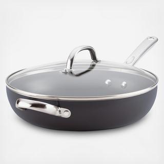 Buena Cocina Nonstick Covered Deep Skillet with Helper Handle