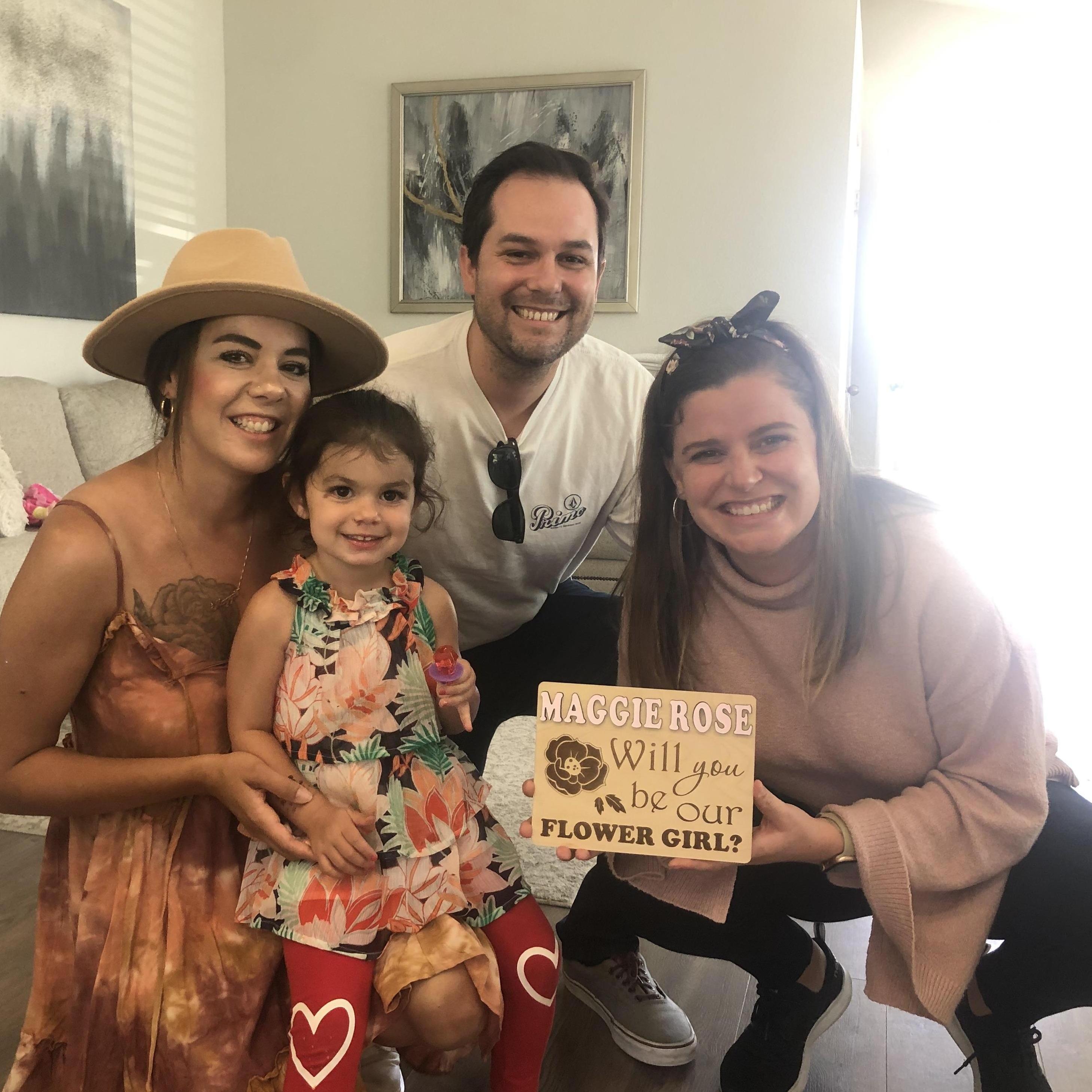 Asking Maggie to be our Flower Girl - she said yes!