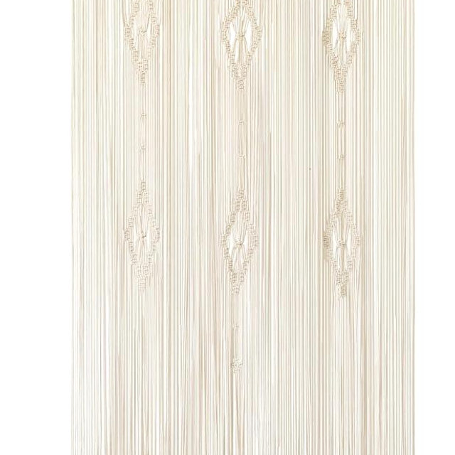 IOWER Macrame Curtain Long Cotton Window Panel Boho Curtains for Bedroom Wedding Backdrop Room Divider Doorway Closet Apartment 35''W x 70''L