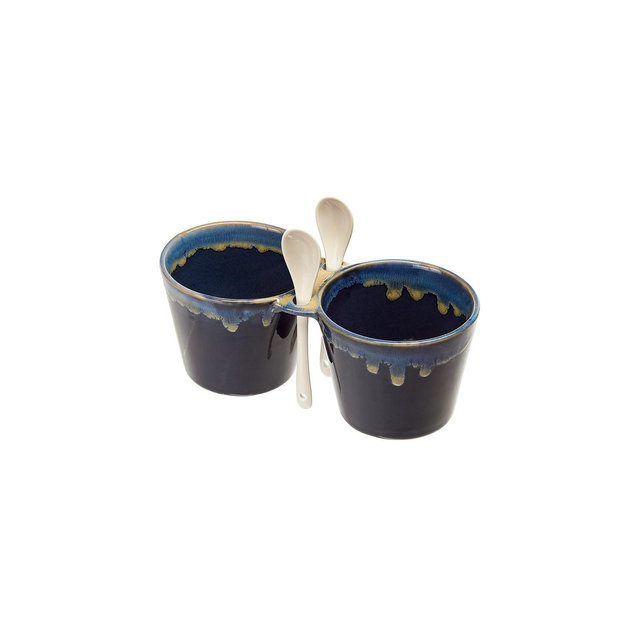 The Lakeside Collection Double Dip Bowls with Spoons - Double Dip Bowls with Spoon Navy