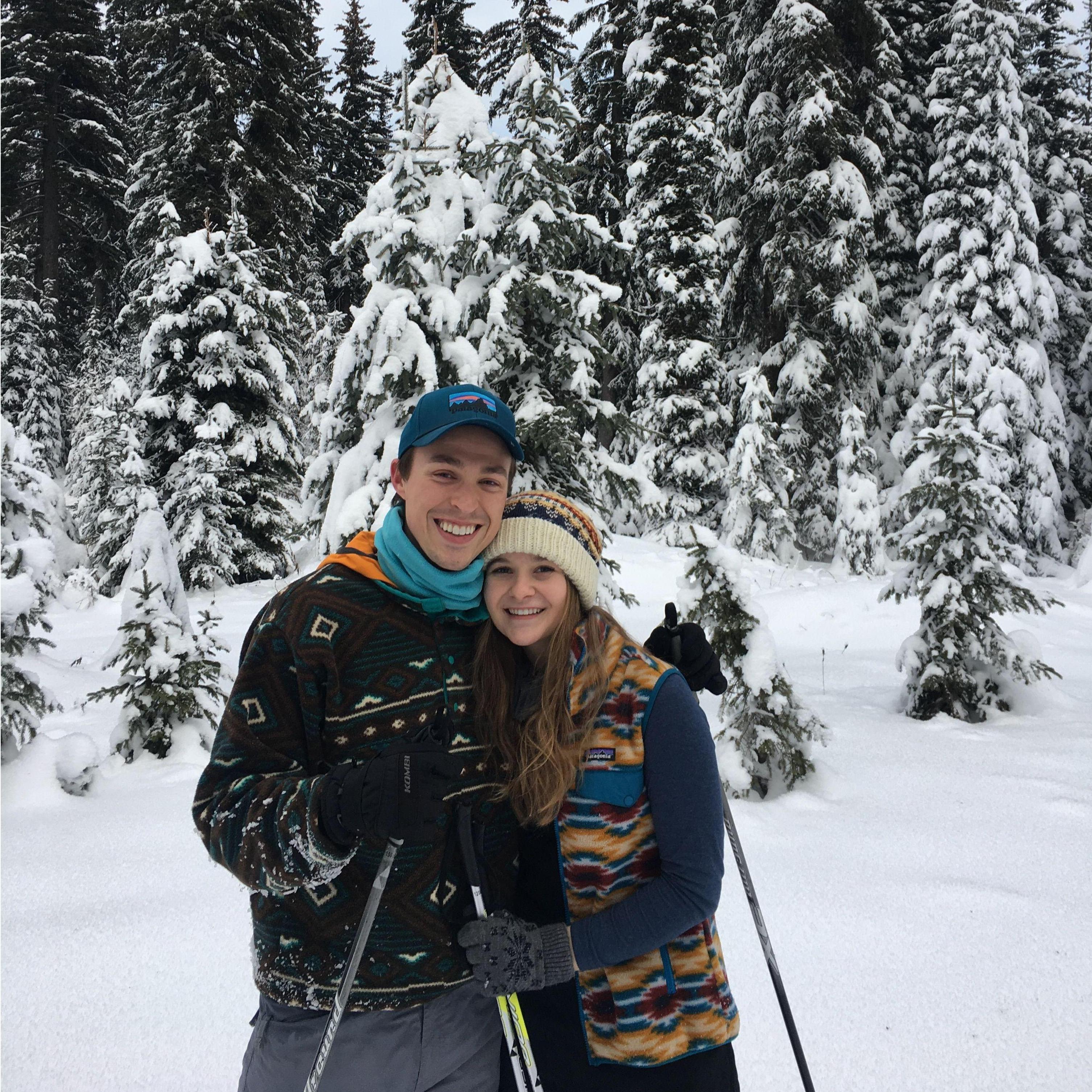 David's first-time cross-country skiing with Carrie in 2018 in the Blue Mountains of Oregon.