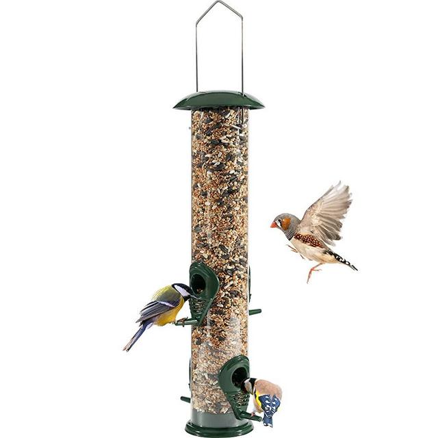 Gray Bunny 4-Port Bird Feeders for Outdoors Hanging - Premium Grade Metal Tube Bird Feeder, Chew-Proof, Weather and Water Resistant