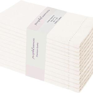 Set of 12 Dinner Napkins - Cream