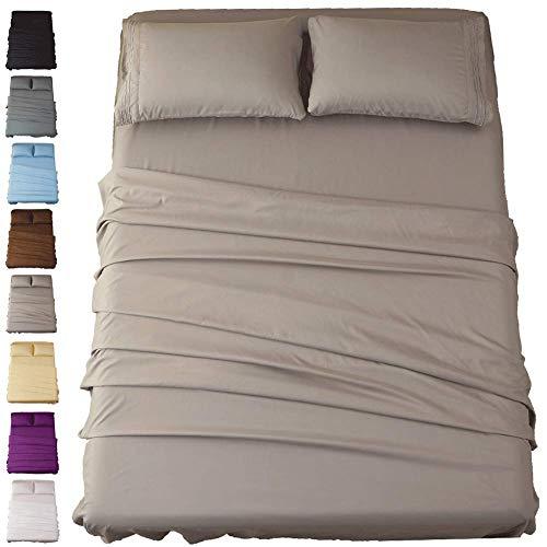 SONORO KATE Bed Sheet Set Super Soft Microfiber 1800 Thread Count Luxury Egyptian Sheets 18-Inch Deep Pocket Wrinkle and Hypoallergenic-4 Piece(King Grey)