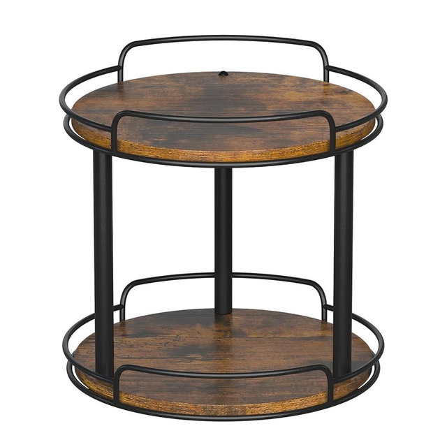 LAMU 10.2'' Wood Lazy Susan Turntable Organizer for Cabinet, 2 Tier Lazy Susan Spice Rack Organizer for Kitchen, Table Top, Countertop, Pantry, Medicine Organizer