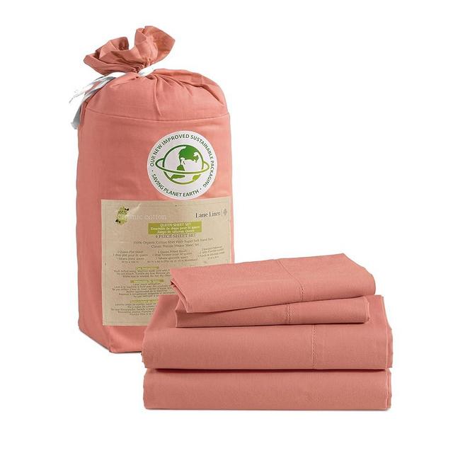 LANE LINEN 100% Organic Cotton Queen Sheets Set, 4-Piece Pure Organic Cotton Percale Sheets Queen, Cotton Bedsheets, Ultra Soft Bedding Sheets, Breathable, Fits Mattress Upto 15" Deep - Rose Dawn