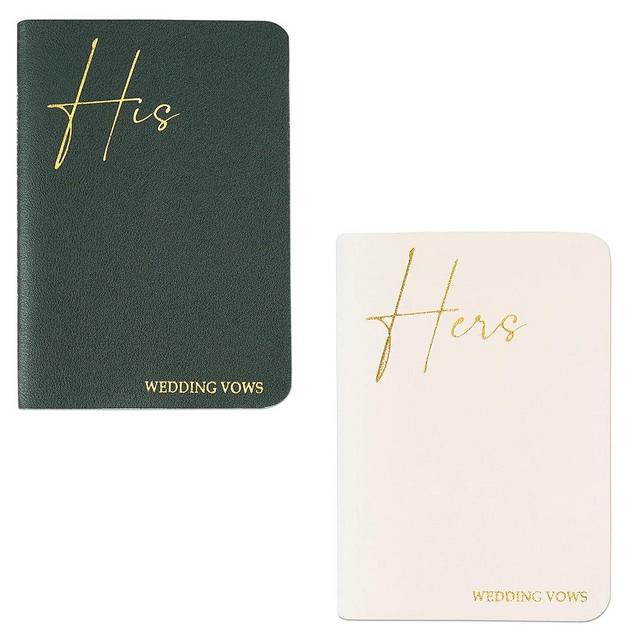 Jasenna 2 Pcs Wedding Vow Books His and Hers,Wedding Vows Journal Wedding Day Officiant Book 5.9 x 3.9 Inch,Wedding Gifts 12 Pages/Pcs(2-Green White)
