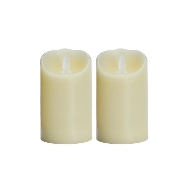 3" x 5" 2pk Unscented LED Moving Flame Pillar Candle Set Cream - Threshold™